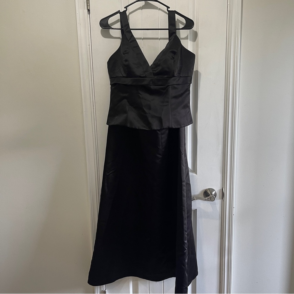 Anthropologie for WTOO Watters 2 piece black zip top & dress floor length skirt